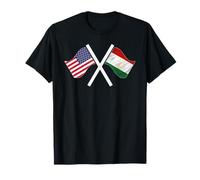 Estados Unidos y Tayikistán Banderas Cruzadas Raíces Dobles Camiseta