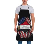 Estados Unidos Y Yemen. Bandera Yemení Rasgada. Mujer Hombre Delantal con Correas Largas Mandil Antiincrustante Delantal De Cocina para Restaurante Jardinería Café