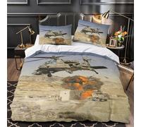 Estadounidense AH64 Apache Helicoptero 3D Impresión Militar Funda Nórdica Funda De Edredón para Dormitorio Juego De Ropa De Cama Y Funda De Almohada 2 Piezas Single（140x200cm）
