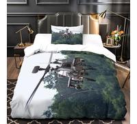 Estadounidense AH64 Apache Helicoptero 3D Impresión Militar para Dormitorio Funda De Edredón Funda Nórdica Juego De Cama con Cremallera Microfibra Y Funda De Almohada 2 Piezas Single（135x200cm）