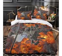 Estadounidense AH64 Apache Helicoptero 3D Impresión Militar para Dormitorio Funda De Edredón Funda Nórdica Juego De Cama Y Funda De Almohada con Cremallera Microfibra 2 Piezas Single（140x200cm）