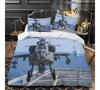 Estadounidense AH64 Apache Helicoptero Familiar Y Niños Funda Nórdica Impresión 3D Digital Militar Funda De Edredón Y Funda De Almohada Juego De Cama 3 Piezas Super King（260x220cm）