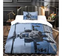 Estadounidense AH64 Apache Helicoptero Funda De Edredón Funda Nórdica Impresión 3D Digital Militar para Dormitorio Y Funda De Almohada Juego De Ropa De Cama 2 Piezas Single（135x200cm）