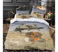 Estadounidense AH64 Apache Helicoptero Impresión 3D Digital Militar Funda De Edredón para Dormitorio Funda Nórdica Juego De Cama Y Funda De Almohada 3 Piezas Super King（260x220cm）