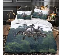 Estadounidense AH64 Apache Helicoptero para Dormitorio 3D Impresión Militar Funda De Edredón Funda Nórdica Microfibra con Cremallera Y Funda De Almohada Juego De Ropa De Cama 3 Piezas King（220x240cm）