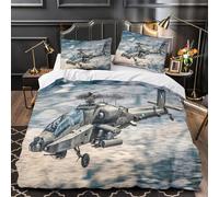 Estadounidense AH64 Apache Helicoptero para Dormitorio 3D Impresión Militar Funda Nórdica Funda De Edredón Y Funda De Almohada Juego De Ropa De Cama 3 Piezas Super King（260x220cm）