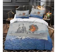 Estadounidense Baltimore Crucero Familiar Y Niños Funda De Edredón 3D Impresión Militar Funda Nórdica Microfibra Y Funda De Almohada Juego De Ropa De Cama Con Cremallera 3 Piezas Super King（260x220cm）
