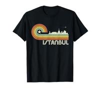 Estambul Europa Asia Viajes Camiseta Retro Vintage Vacaciones Hombre Unisex-Jóvenes T-Shirt Manga Corta Negra Talla S