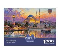 Estambul Santa Sofía Crepúsculo Puzzle De Madera Impermeable DIY Puzzles De 1000 Piezas para Adultos Colorido Rompecabezas Juegos Desafiantes