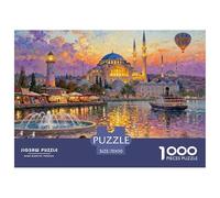 Estambul Santa Sofía Crepúsculo Puzzle De Madera Impermeable Puzzles De 1000 Piezas para Adultos Colorido Rompecabezas Juegos Educativos