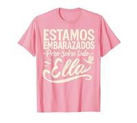 Estamos Embarazados Pero sobre Todo Ella Anuncio Embarazo Camiseta, Hombre, Rosado, S