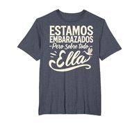 Estamos Embarazados Pero sobre Todo Ella Anuncio Embarazo Camiseta, Hombre Tallas Grandes, Azul Jaspeado, 3X Alto