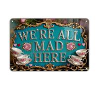 Estamos Todos Locos Aquí Letrero De Metal Divertido Letrero De Lata Resistente Y Duradera Cartel De Chapa para Cafetería Pared Baño 20X30Cm