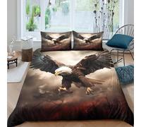 Estampado 3D Águila Calva planeando Protector de edredón Ropa de Cama con Funda de Almohada Ligero Obras Arte sobre Naturaleza... Funda de edredón Lavable para Adultos Estudiantes Single（135x200cm）