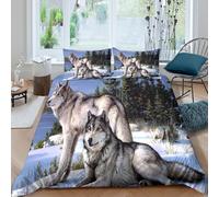 Estampado 3D Área Silvestre del Lobo Funda para edredón Ropa de Cama Transpirable Vida Silvestre y Naturaleza Cubierta de edredón para compañeros de Piso familias Single（135x200cm）