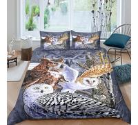Estampado 3D Arte de búhos Funda de edredón Ropa de Cama Secado rápido Ilust. de la Naturaleza y la Vida Silvestre Funda para edredón para Estudiantes compañeros de Piso Single（135x200cm）