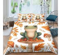 Estampado 3D Arte de Ranas de otoño Cubierta de edredón Ropa de Cama Cómodo Estilo de Naturaleza ilustrada Protector de edredón para Adultos compañeros de Piso Single（135x200cm）