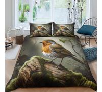 Estampado 3D Arte de un petirrojo Protector de edredón Ropa de Cama Calidad Pintura Naturaleza Vida Silvestre Funda de edredón Refinado para Seres Queridos Amigos compañeros Single（135x200cm）