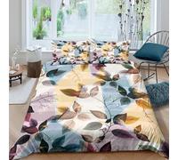 Estampado 3D Autumn Leaves Cubierta de edredón Ropa de Cama con Funda de Almohada Calidad Protector de edredón Refinado para familias compañeros Amigos Single（140x200cm）