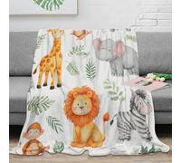 estampado 3D Baby animals manta de habitación microfibra ropa de cama no desprende pelusa Watercolor jungle theme 1 plaid de habitación suave para nuevos propietarios de casa 70×80inch(180x200cm)