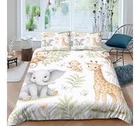 Estampado 3D Baby Jungle Animals Funda de edredón Ropa de Cama con Funda de Almohada Secado rápido Funda para edredón Antiácaros para Solteros jóvenes Parejas Double（200x200cm）
