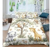 Estampado 3D Baby Jungle Animals Funda para edredón Ropa de Cama con Funda de Almohada Transpirable Cubierta de edredón Lavable para Adolescentes jóvenes Adultos Parejas Super King（260x220cm）