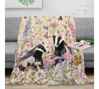 estampado 3D Badger garden scene manta para todas las estaciones ropa de cama anti-bolitas Wildlife ilustracion manta versátil no desprende pelusa para regalos todo el año 50x60inch(127x152cm)