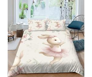 Estampado 3D Ballet Bunnies Protector de edredón Ropa de Cama con Funda de Almohada Lavable Funda de edredón Duradero para niños Estudiantes jóvenes Super King（260x220cm）