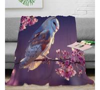 Estampado 3D Barn Owl Perched Manta Microfibra Ropa de Cama compacta y Suave Nature fotografia Manta de Viaje Ligera para Regalos para Amigos viajeros 40x50inch(100x130cm)