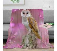 Estampado 3D Barn Owl Plaid de sofá Microfibra Ropa de Cama cálido Nature Wildlife Scene Manta de salón Suave y Transpirable Lavable para salón 60x80inch(150x200cm)