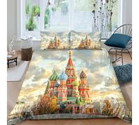 Estampado 3D Basil's Cathedral Funda de edredón Ropa de Cama con Funda de Almohada Antiácaros Funda para edredón Extra Suave para compañeros de Piso Estudiantes Adolescentes Double（200x200cm）