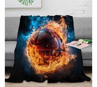 estampado 3D basketball-flame-effect manta para aire acondicionado microfibra ropa de cama suave dynamic-sport manta para verano ligera para jóvenes en vacaciones de verano 80×90inch(200x230cm)