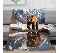 Estampado 3D Bear Walking Manta Microfibra Ropa de Cama compacta y Suave Nature Mountain Manta de Viaje Ligera para Estudiantes en traslados 40x50inch(100x130cm)