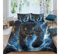 Estampado 3D Black Panther Protector de edredón Ropa de Cama con Funda de Almohada Ligero Funda de edredón Lavable para jóvenes Adultos Estudiantes Double（200x200cm）