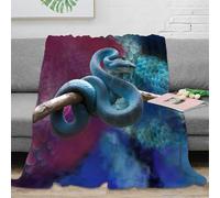 Estampado 3D Blue Snake Coiled Manta de Oficina Microfibra Ropa de Cama no desprende Pelusa Nature Fantasy Arte Manta de Descanso cálida para jóvenes en Pausa Laboral 50x60inch(127x152cm)