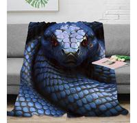 Estampado 3D Blue Snake Manta térmica Microfibra Ropa de Cama Suave Fantasy Creature Arte Plaid térmico Lavable para jóvenes inquilinos 80×90inch(200x230cm)