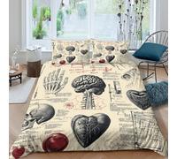 Estampado 3D Bocetos anatómicos Protector de edredón Ropa de Cama con Funda de Almohada Extra Suave Medicina Antigua Funda de edredón Antiácaros para Adolescentes Estudiantes niños Single（135x200cm）