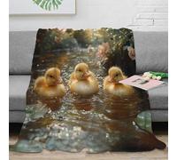 Estampado 3D Bonito Ducklings Manta de Cama Microfibra Ropa de Cama Anti-Bolitas Nature Serene Scene Plaid de Cama Suave para jóvenes Solteros 60x80inch(150x200cm)