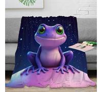 Estampado 3D Bonito Frog Dibujo frazada Microfibra Ropa de Cama Lavable Fantasy Animated Plaid de frazada Anti-Bolitas para Estudiantes universitarios 40x50inch(100x130cm)