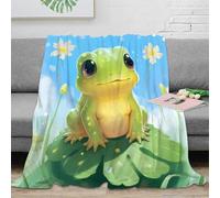 estampado 3D bonito frog sitting manta para aire acondicionado microfibra ropa de cama suave dibujo whimsical manta para verano ligera para jóvenes en vacaciones de verano 50x60inch(127x152cm)