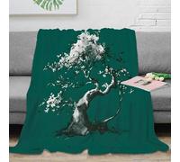 estampado 3D Bonsai tree manta para aire acondicionado microfibra ropa de cama ligera minimalist arte plaid para verano transpirable para estudiantes en habitación climatizada 80×90inch(200x230cm)
