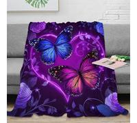 Estampado 3D Butterfly Arte frazada Microfibra Ropa de Cama Transpirable Fantasy Floral Plaid de frazada Suave para Regalos para Amantes del Confort 50x60inch(127x152cm)