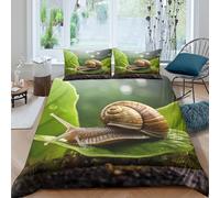 Estampado 3D Caracol en Protector de edredón Ropa de Cama con Funda de Almohada Exquisito Naturaleza y Vida Silvestre Funda de edredón Lujoso para familias Parejas compañeros Single（135x200cm）