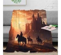 Estampado 3D Castle Scene Manta Microfibra Ropa de Cama Suave y cálida Fantasy Adventure Plaid Compacto Anti-Bolitas para Estudiantes universitarios 70×80inch(180x200cm)