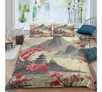 Estampado 3D Cherry Blossoms Funda para edredón Ropa de Cama con Funda de Almohada Transpirable Cubierta de edredón Cómodo para compañeros de Piso familias Trabajadores King（220x240cm）