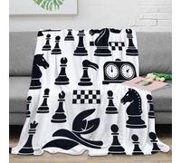 estampado 3D Chess pieces set manta de cama microfibra ropa de cama retiene el calor Negro and blanco design manta de sofá lavable no desprende pelusa para toda la familia 80×90inch(200x230cm)