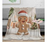 estampado 3D Christmas cookie manta de habitación microfibra ropa de cama térmica Festive gingerbread manta para todas las estaciones suave anti-bolitas para todo el año 40x50inch(100x130cm)