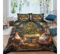 Estampado 3D Christmas Decor Funda de edredón Ropa de Cama con Funda de Almohada Secado rápido Funda para edredón Duradero para Estudiantes compañeros de Piso jóvenes Super King（260x220cm）