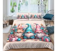 Estampado 3D Christmas Gnomes Funda para edredón Ropa de Cama con Funda de Almohada Extra Suave Cubierta de edredón Antiácaros para jóvenes Adultos compañeros de Piso Super King（260x220cm）