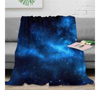 Estampado 3D Cosmic Blue Nebula Manta de Cama Microfibra Ropa de Cama esponjosa y cálida Starry Space Fantasy Manta de sofá Lavable para Regalos de Bienvenida a casa 40x50inch(100x130cm)